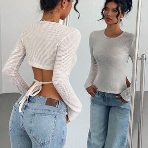 White long sleeve top